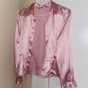 Zara Blush Satin Blouse